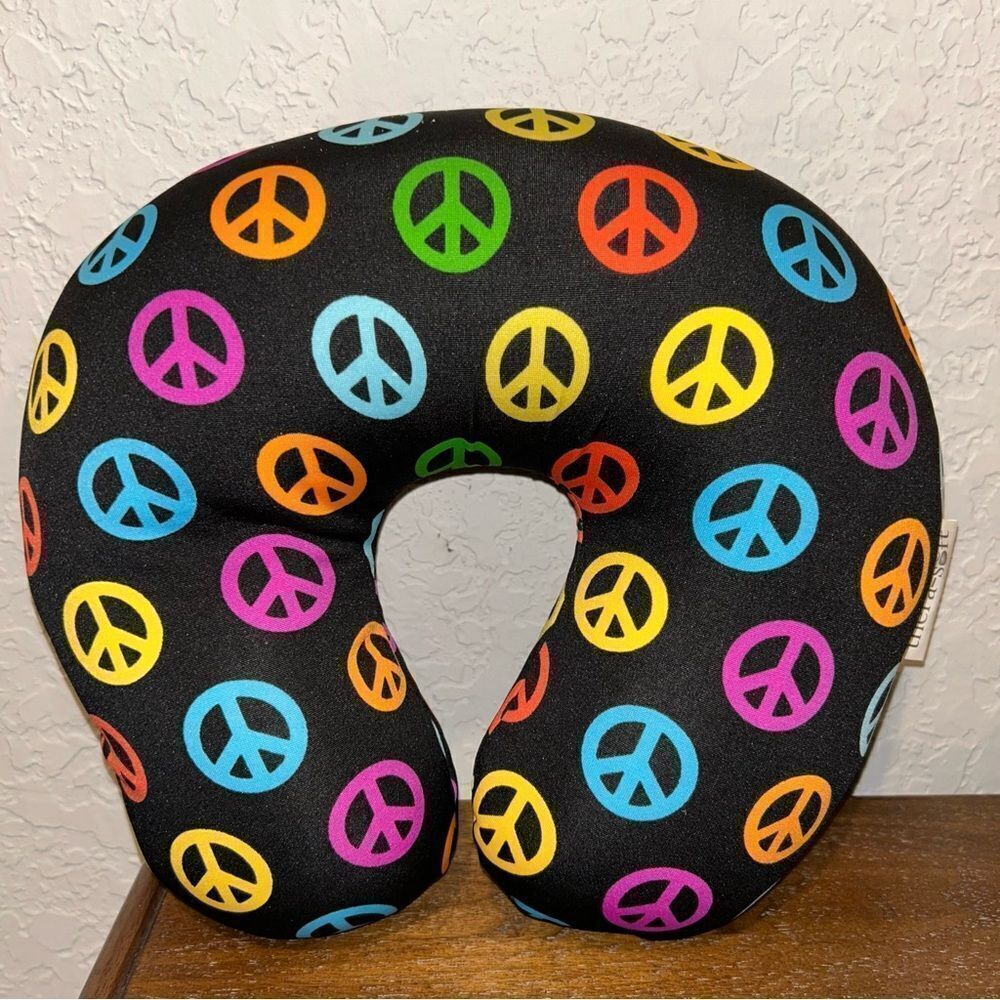 Therasoft Peace Symbol Print Travel Neck Pillow